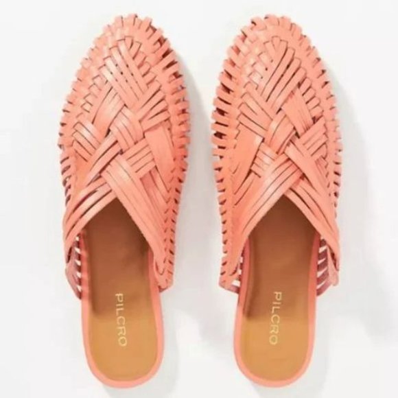 NIB Anthropologie Pilcro Coral Woven Leather Flat | 8 - Picture 2 of 6
